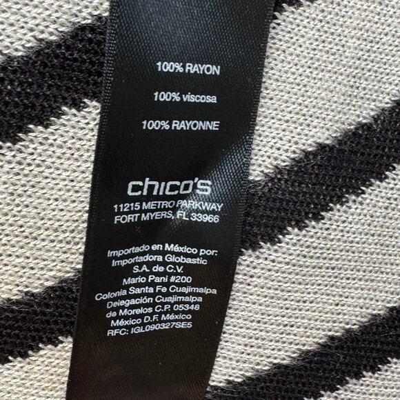 Travelers Chico's Open Front Cardigan Women S Ivory Black Geometric Chevron - Picture 7 of 7